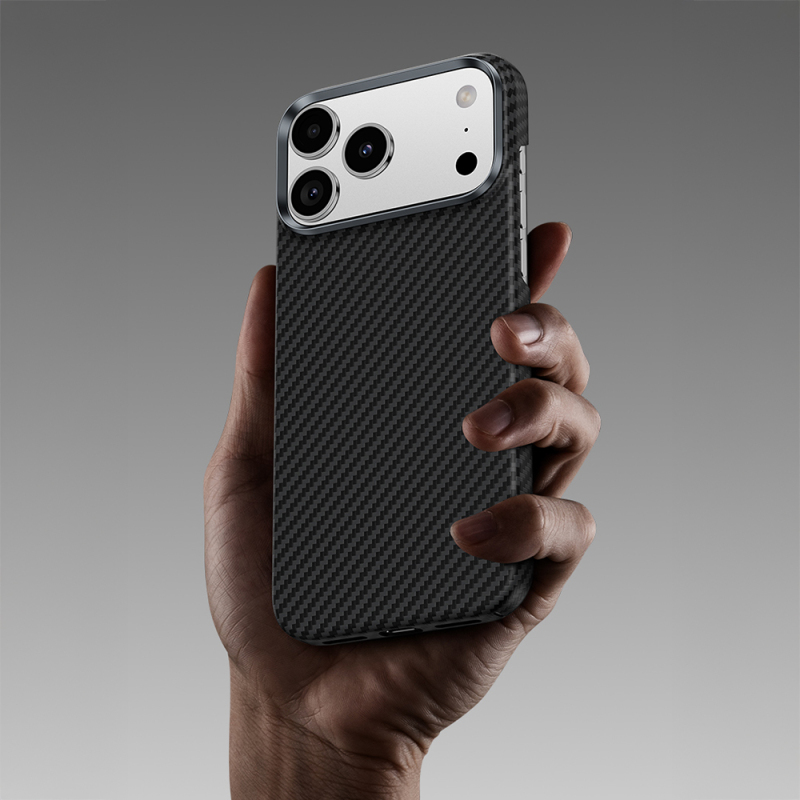 Apple iPhone 18 Pro Max Kılıf Karbon Fiber M-safe Şarj Özellikli Benks Armor Air Yükseltimiş Kamera Çerçevesi C1 600D Kevlar Kapak - 8