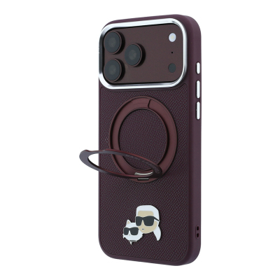 Apple iPhone 18 Pro Max Kılıf Karl Lagerfeld Orjinal Lisanslı M-Safe Şarj Özellikli K&C Metal Logolu PU 360 Derece Dönebilen Standlı Kapak - 1