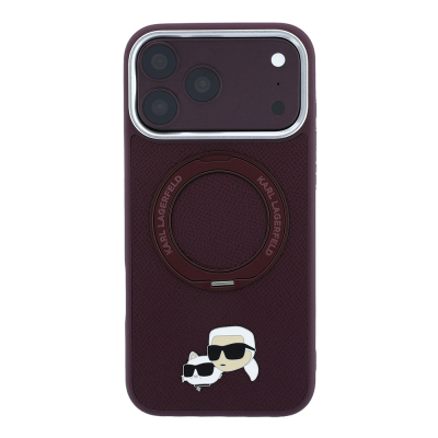 Apple iPhone 18 Pro Max Kılıf Karl Lagerfeld Orjinal Lisanslı M-Safe Şarj Özellikli K&C Metal Logolu PU 360 Derece Dönebilen Standlı Kapak - 3