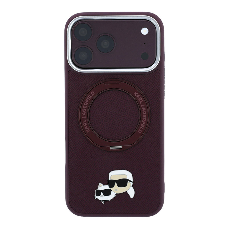 Apple iPhone 18 Pro Max Kılıf Karl Lagerfeld Orjinal Lisanslı M-Safe Şarj Özellikli K&C Metal Logolu PU 360 Derece Dönebilen Standlı Kapak - 3