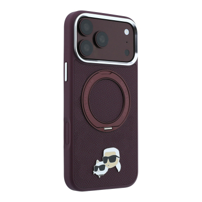 Apple iPhone 18 Pro Max Kılıf Karl Lagerfeld Orjinal Lisanslı M-Safe Şarj Özellikli K&C Metal Logolu PU 360 Derece Dönebilen Standlı Kapak - 4