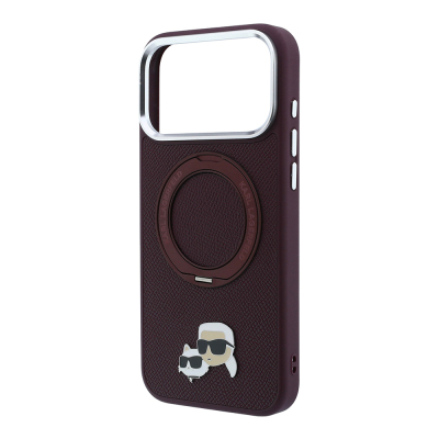 Apple iPhone 18 Pro Max Kılıf Karl Lagerfeld Orjinal Lisanslı M-Safe Şarj Özellikli K&C Metal Logolu PU 360 Derece Dönebilen Standlı Kapak - 6