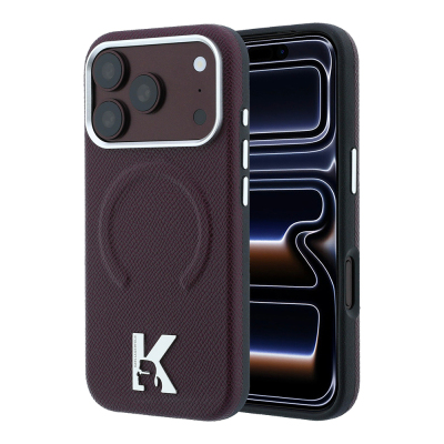 Apple iPhone 18 Pro Max Kılıf Karl Lagerfeld Orjinal Lisanslı M-safe Şarj Özellikli KHEAD Metal Logolu PU Grained Deri Kapak - 1