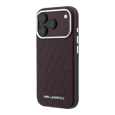 Apple iPhone 18 Pro Max Kılıf Karl Lagerfeld Orjinal Lisanslı PU Deri Damgalı Metal Yazı Logolu Grained Kapak - 2