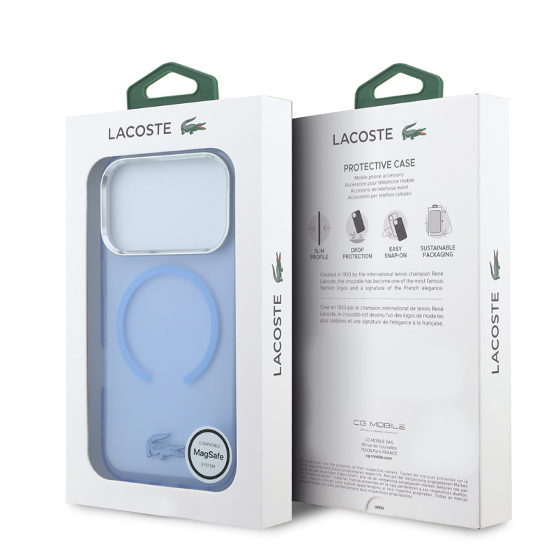 Apple iPhone 18 Pro Max Kılıf Lacoste Orjinal Lisanslı M-safe C-Magnet İkonik Timsah Logolu IML Frosted Kapak - 5