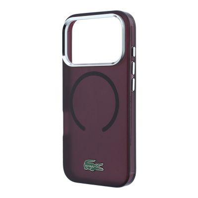 Apple iPhone 18 Pro Max Kılıf Lacoste Orjinal Lisanslı M-safe Şarj Özellikli Lake Timsah Logolu IML Frosted Kapak - 6