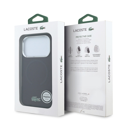 Apple iPhone 18 Pro Max Kılıf Lacoste Orjinal Lisanslı M-safe Şarj Özellikli Lake Timsah Logolu IML Frosted Kapak - 8