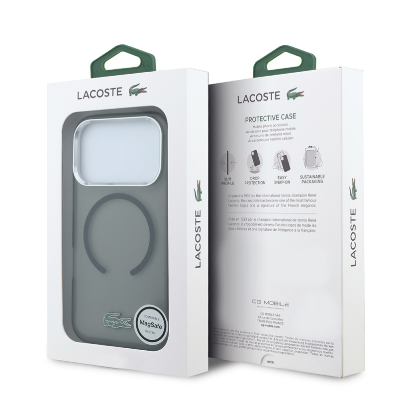 Apple iPhone 18 Pro Max Kılıf Lacoste Orjinal Lisanslı M-safe Şarj Özellikli Lake Timsah Logolu IML Frosted Kapak - 16