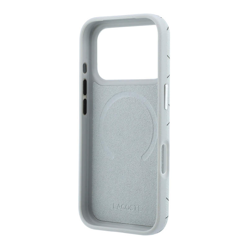 Apple iPhone 18 Pro Max Kılıf Lacoste Orjinal Lisanslı M-safe Şarj Özellikli Metal Logolu Deri Karışık Monogram Desenli Kapak - 10