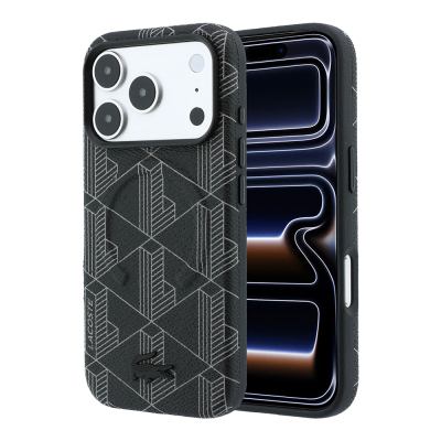 Apple iPhone 18 Pro Max Kılıf Lacoste Orjinal Lisanslı M-safe Şarj Özellikli Metal Logolu Deri Karışık Monogram Desenli Kapak - 3