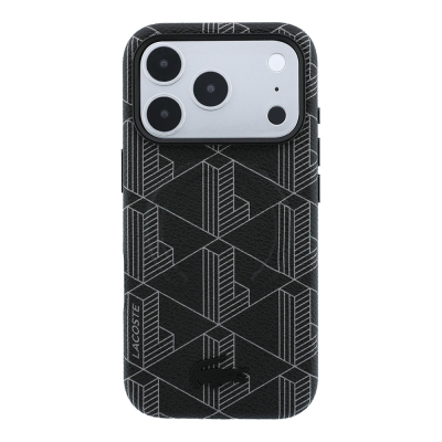 Apple iPhone 18 Pro Max Kılıf Lacoste Orjinal Lisanslı M-safe Şarj Özellikli Metal Logolu Deri Karışık Monogram Desenli Kapak - 20
