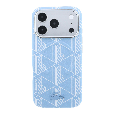 Apple iPhone 18 Pro Max Kılıf Lacoste Orjinal Lisanslı M-safe Şarj Özellikli Metal Logolu Deri Karışık Monogram Desenli Kapak - 27