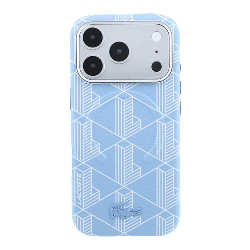Apple iPhone 18 Pro Max Kılıf Lacoste Orjinal Lisanslı M-safe Şarj Özellikli Metal Logolu Deri Karışık Monogram Desenli Kapak - 27