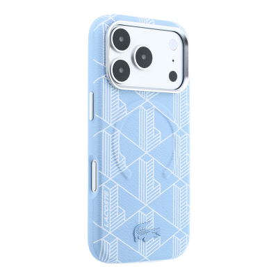Apple iPhone 18 Pro Max Kılıf Lacoste Orjinal Lisanslı M-safe Şarj Özellikli Metal Logolu Deri Karışık Monogram Desenli Kapak - 28