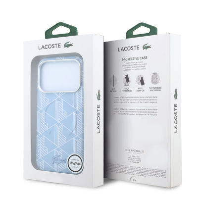Apple iPhone 18 Pro Max Kılıf Lacoste Orjinal Lisanslı M-safe Şarj Özellikli Metal Logolu Deri Karışık Monogram Desenli Kapak - 32