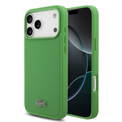 Apple iPhone 18 Pro Max Kılıf Lacoste Orjinal Lisanslı M-safe Şarj Özellikli PU Pike Desenli Metal Logolu Kapak - 1