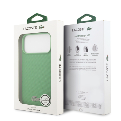 Apple iPhone 18 Pro Max Kılıf Lacoste Orjinal Lisanslı M-safe Şarj Özellikli PU Pike Desenli Metal Logolu Kapak - 12