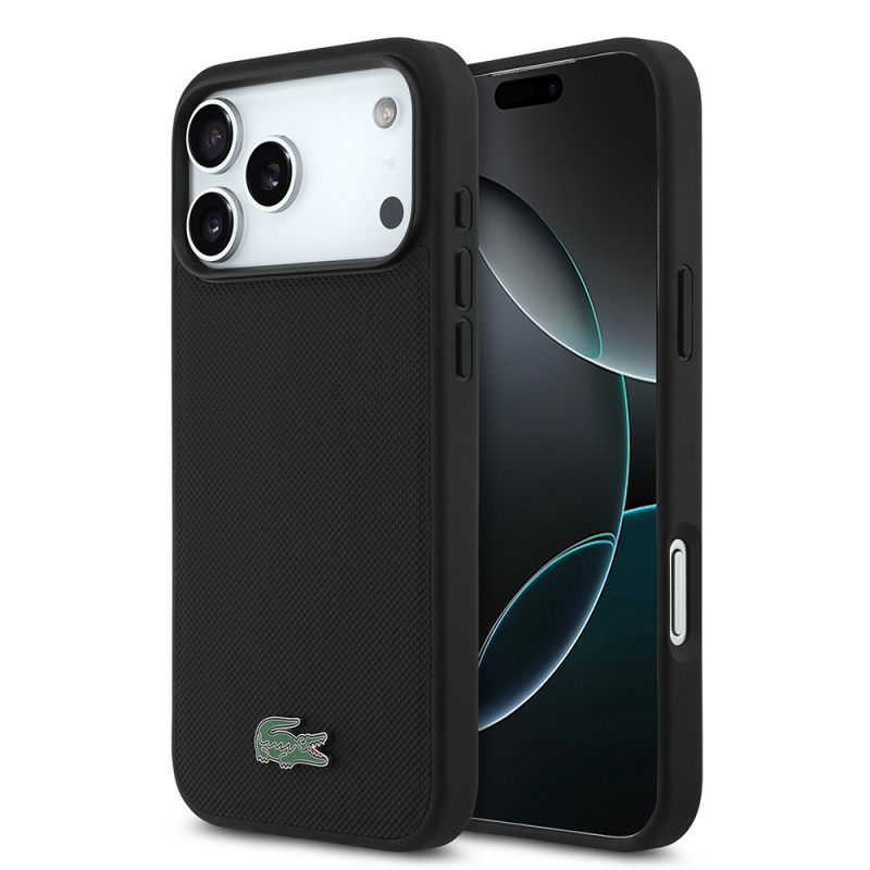 Apple iPhone 18 Pro Max Kılıf Lacoste Orjinal Lisanslı M-safe Şarj Özellikli PU Pike Desenli Metal Logolu Kapak - 2