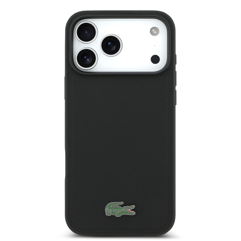 Apple iPhone 18 Pro Max Kılıf Lacoste Orjinal Lisanslı M-safe Şarj Özellikli PU Pike Desenli Metal Logolu Kapak - 14