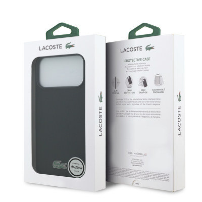 Apple iPhone 18 Pro Max Kılıf Lacoste Orjinal Lisanslı M-safe Şarj Özellikli PU Pike Desenli Metal Logolu Kapak - 19