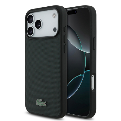 Apple iPhone 18 Pro Max Kılıf Lacoste Orjinal Lisanslı M-safe Şarj Özellikli PU Pike Desenli Metal Logolu Kapak - 3