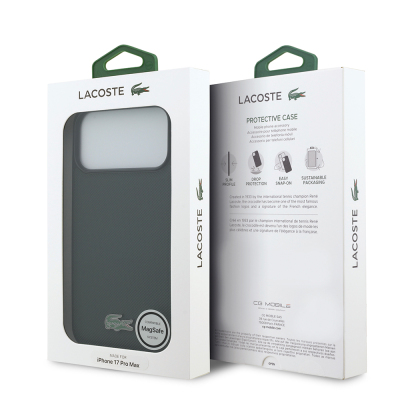 Apple iPhone 18 Pro Max Kılıf Lacoste Orjinal Lisanslı M-safe Şarj Özellikli PU Pike Desenli Metal Logolu Kapak - 26