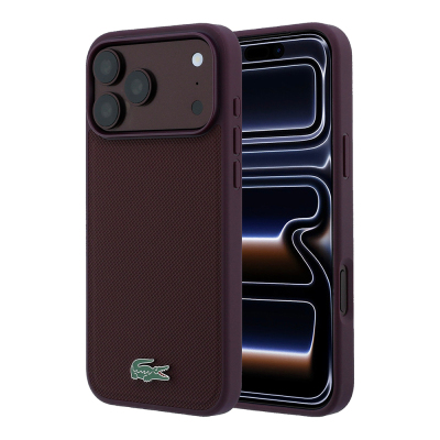 Apple iPhone 18 Pro Max Kılıf Lacoste Orjinal Lisanslı M-safe Şarj Özellikli PU Pike Desenli Metal Logolu Kapak - 4