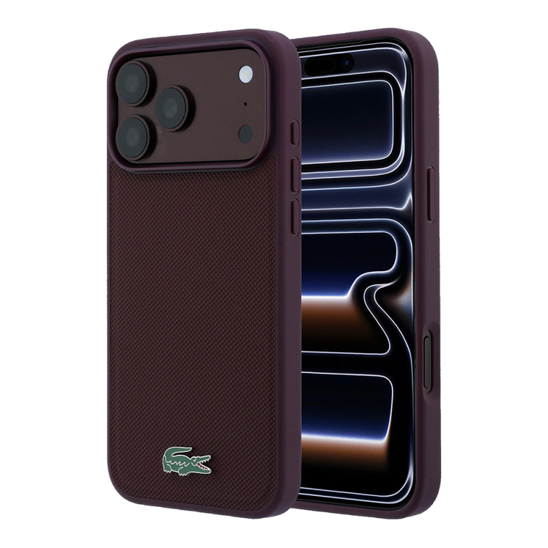 Apple iPhone 18 Pro Max Kılıf Lacoste Orjinal Lisanslı M-safe Şarj Özellikli PU Pike Desenli Metal Logolu Kapak - 4