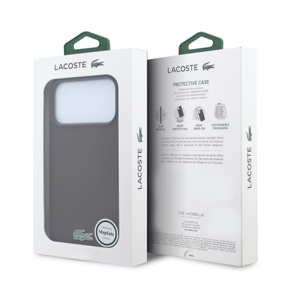 Apple iPhone 18 Pro Max Kılıf Lacoste Orjinal Lisanslı M-safe Şarj Özellikli PU Pike Desenli Metal Logolu Kapak - 33