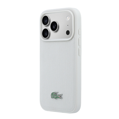 Apple iPhone 18 Pro Max Kılıf Lacoste Orjinal Lisanslı M-safe Şarj Özellikli PU Pike Desenli Metal Logolu Kapak - 34