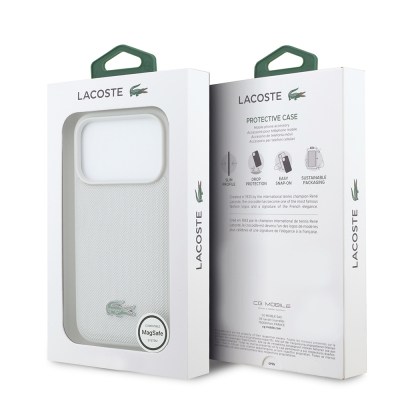 Apple iPhone 18 Pro Max Kılıf Lacoste Orjinal Lisanslı M-safe Şarj Özellikli PU Pike Desenli Metal Logolu Kapak - 40