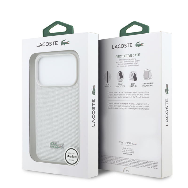 Apple iPhone 18 Pro Max Kılıf Lacoste Orjinal Lisanslı M-safe Şarj Özellikli PU Pike Desenli Metal Logolu Kapak - 40