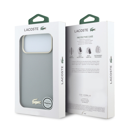 Apple iPhone 18 Pro Max Kılıf Lacoste Orjinal Lisanslı M-Safe Şarj Özellikli PVC Yarı Pike Desenli Arka Yüzey İkonik Timsah Dokuma Logolu Kapak - 17