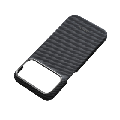 Apple iPhone 18 Pro Max Kılıf M-safe Şarj Özellikli 1500D Aramid Karbon Fiber Pitaka Ultra-Slim Classic Serisi Black-Grey Twill Kapak - 7
