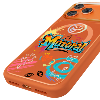 Apple iPhone 18 Pro Max Kılıf M-safe Şarj Özellikli 3D Baskılı Tasarım Mutural Graffiti Serisi Kapak - 16