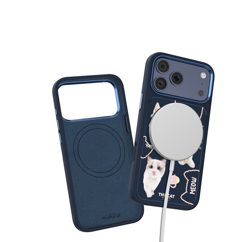 Apple iPhone 18 Pro Max Kılıf M-safe Şarj Özellikli 3D Baskılı Tasarım Mutural The Cat Serisi Kapak - 17