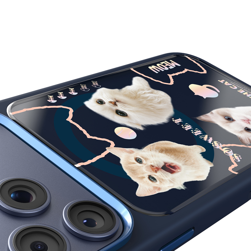 Apple iPhone 18 Pro Max Kılıf M-safe Şarj Özellikli 3D Baskılı Tasarım Mutural The Cat Serisi Kapak - 16