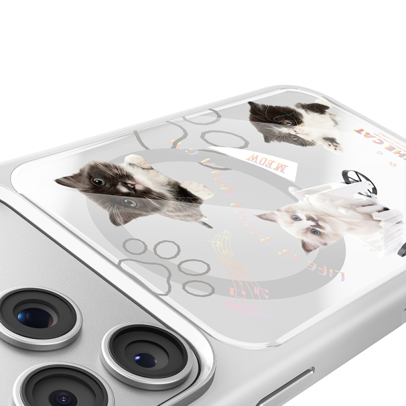 Apple iPhone 18 Pro Max Kılıf M-safe Şarj Özellikli 3D Baskılı Tasarım Mutural The Cat Serisi Kapak - 24