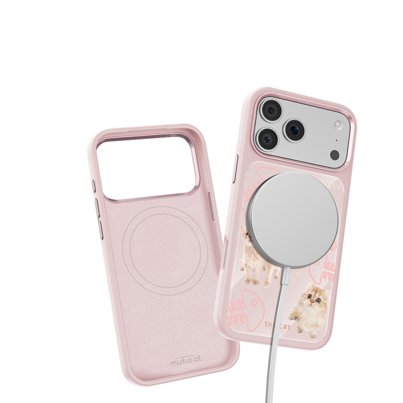 Apple iPhone 18 Pro Max Kılıf M-safe Şarj Özellikli 3D Baskılı Tasarım Mutural The Cat Serisi Kapak - 36