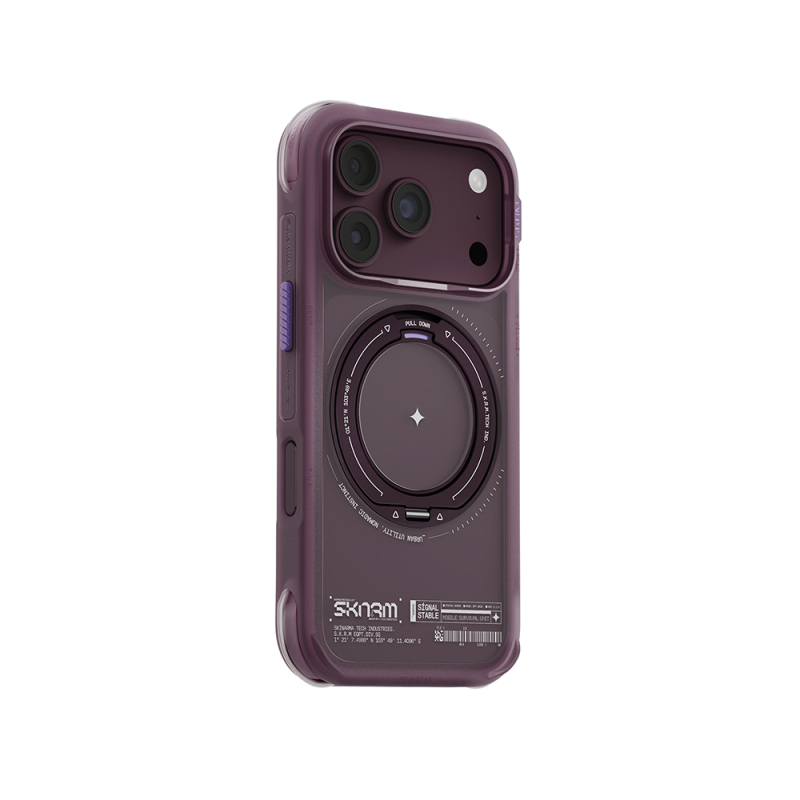 Apple iPhone 18 Pro Max Kılıf M-Safe Şarj Özellikli Airbag Tasarımlı Standlı Skinarma Atlas Kapak - 1