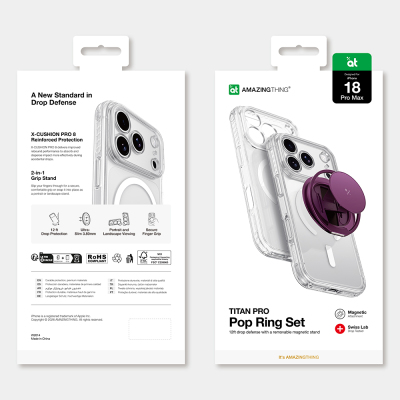 Apple iPhone 18 Pro Max Kılıf M-safe Şarj Özellikli Amazingthing Titan Pro Serisi Pop Ring Standlı Set - 13