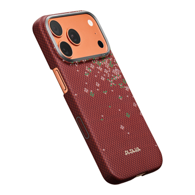 Apple iPhone 18 Pro Max Kılıf M-safe Şarj Özellikli Aramid Karbon Fiber Pitaka Sakura Hours Serisi Kapak - 5