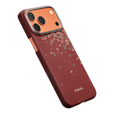 Apple iPhone 18 Pro Max Kılıf M-safe Şarj Özellikli Aramid Karbon Fiber Pitaka Sakura Hours Serisi Kapak - 10