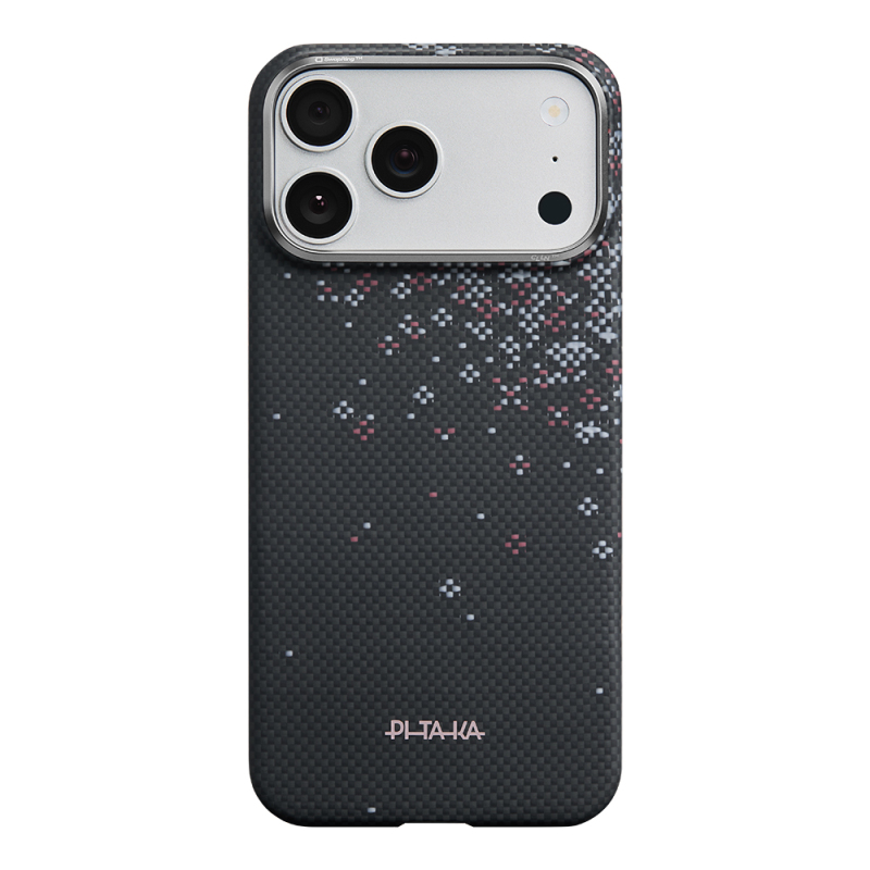 Apple iPhone 18 Pro Max Kılıf M-safe Şarj Özellikli Aramid Karbon Fiber Pitaka Sakura Hours Serisi Kapak - 1
