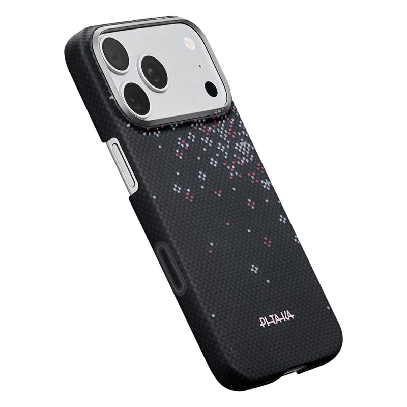Apple iPhone 18 Pro Max Kılıf M-safe Şarj Özellikli Aramid Karbon Fiber Pitaka Sakura Hours Serisi Kapak - 11