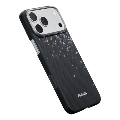 Apple iPhone 18 Pro Max Kılıf M-safe Şarj Özellikli Aramid Karbon Fiber Pitaka Sakura Hours Serisi Kapak - 14