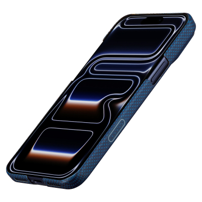 Apple iPhone 18 Pro Max Kılıf M-safe Şarj Özellikli Aramid Karbon Fiber Pitaka Sakura Hours Serisi Kapak - 16