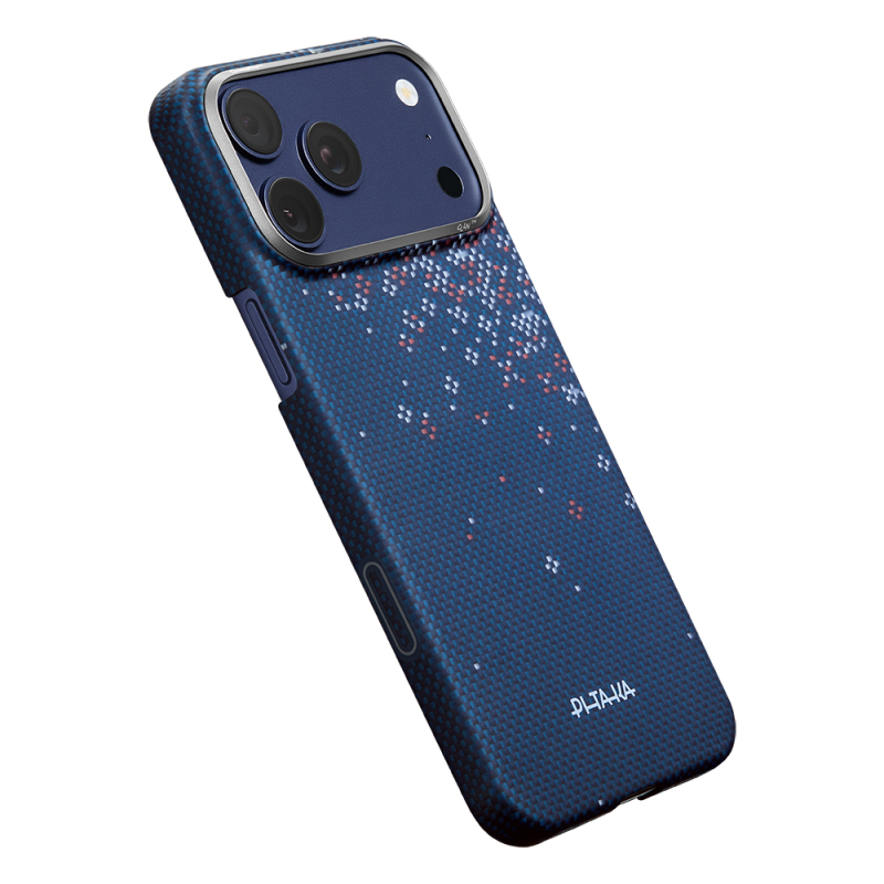 Apple iPhone 18 Pro Max Kılıf M-safe Şarj Özellikli Aramid Karbon Fiber Pitaka Sakura Hours Serisi Kapak - 15