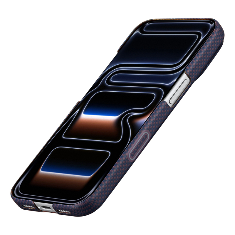 Apple iPhone 18 Pro Max Kılıf M-safe Şarj Özellikli Aramid Karbon Fiber Pitaka Sakura Hours Serisi Kapak - 18