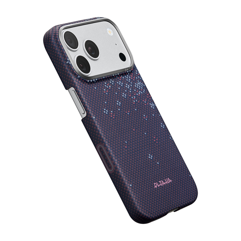 Apple iPhone 18 Pro Max Kılıf M-safe Şarj Özellikli Aramid Karbon Fiber Pitaka Sakura Hours Serisi Kapak - 19